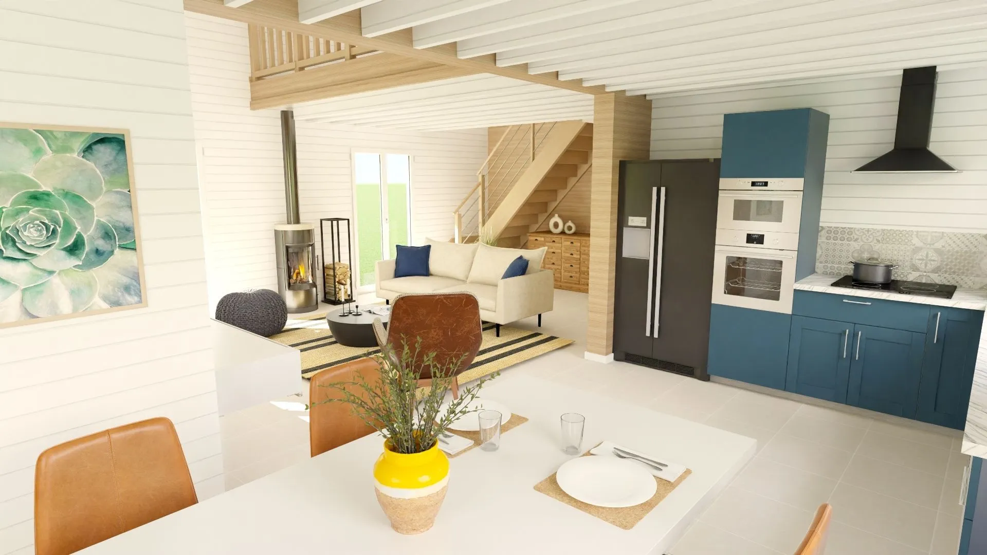 Projet de Home staging d’une cuisine/salon dans une maison à Baslieux (54)
